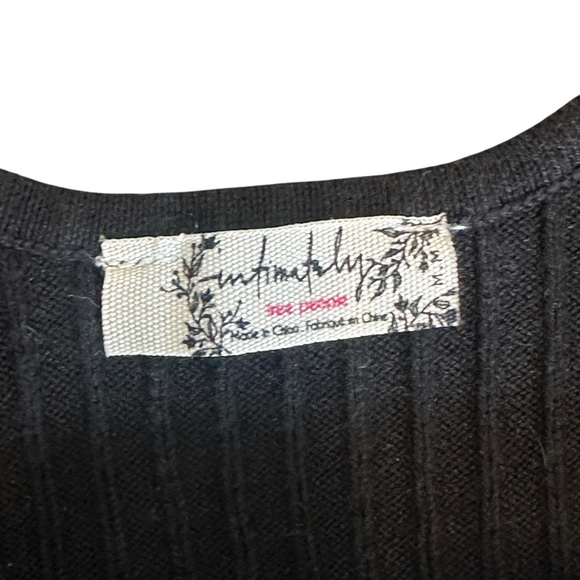 Free People Intimately Rib Knit Spaghetti Strap Cropped Cami Tank Black Medium - Picture 3 of 4